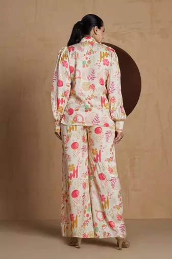 cream floral print co-ord set