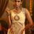 Cream georgette embroidered top with mirror, thread, tassels, shells and palazzo set
