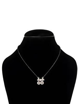18k rose gold plated traditional single line american diamond pendant with black bead chain mangalsutra for women  1
