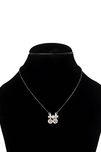 18k rose gold plated traditional single line american diamond pendant with black bead chain mangalsutra for women (d097)