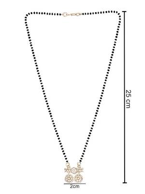 18k rose gold plated traditional single line american diamond pendant with black bead chain mangalsutra for women  4
