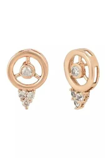 18k rose gold plated traditional single line american diamond pendant with black bead chain mangalsutra for women 