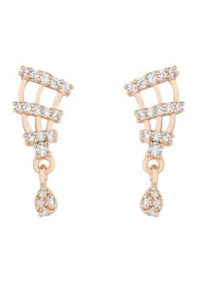 Rose gold plated traditional single line american diamond pendant with black bead chain mangalsutra for women  4