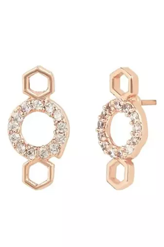 Rose gold plated traditional single line american diamond pendant with black bead chain mangalsutra for women 