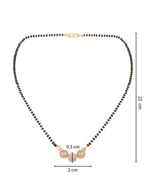 Rose gold plated traditional single line american diamond pendant with black bead chain mangalsutra for women  5