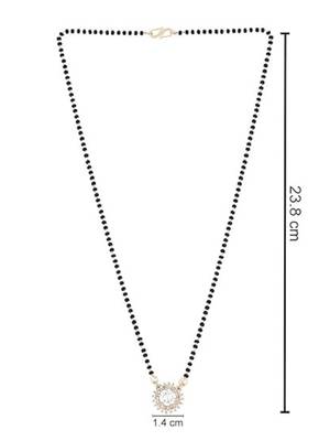 Rose gold plated traditional single line american diamond black bead chain mangalsutra for women  3