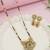 Gold plated traditional studded pendant & black bead chain mangalsutra with earrings for women (d121)