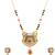 Gold plated traditional studded pendant & black bead chain mangalsutra with earrings for women (d121)