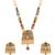 Gold plated traditional studded pendant & black bead chain mangalsutra with earrings for women (d123)