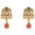 Gold plated traditional studded pendant & black bead chain mangalsutra with earrings for women (d123)