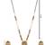 Gold plated traditional studded pendant & black bead chain mangalsutra with earrings for women (d123)