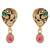 Gold plated traditional studded pendant & black bead chain mangalsutra with earrings for women (d124)