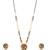 Gold plated traditional studded pendant & black bead chain mangalsutra with earrings for women (d124)