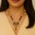 Gold plated traditional studded pendant & black bead chain mangalsutra with earrings for women (d125)
