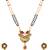Gold plated traditional studded pendant & black bead chain mangalsutra with earrings for women (d125)