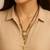 Gold plated traditional studded pendant & black bead chain mangalsutra with earrings for women (d126)