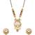 Gold plated traditional studded pendant & black bead chain mangalsutra with earrings for women (d126)