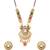 Gold plated traditional studded pendant & black bead chain mangalsutra with earrings for women (d127)
