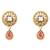 Gold plated traditional studded pendant & black bead chain mangalsutra with earrings for women (d127)