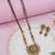Gold plated traditional antique pendant & black bead chain mangalsutra with earrings for women (d128)