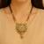 Gold plated traditional antique pendant & black bead chain mangalsutra with earrings for women (d128)