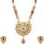 Gold plated traditional antique pendant & black bead chain mangalsutra with earrings for women (d128)