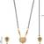 Gold plated traditional antique pendant & black bead chain mangalsutra with earrings for women (d128)