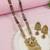Gold plated traditional studded pendant & black bead chain mangalsutra with earrings for women (d129)