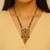 Gold plated traditional studded pendant & black bead chain mangalsutra with earrings for women (d129)