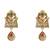 Gold plated traditional studded pendant & black bead chain mangalsutra with earrings for women (d129)