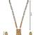 Gold plated traditional studded pendant & black bead chain mangalsutra with earrings for women (d129)