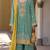 Sky blue heavy chinon semi stitched suit with embroidery bits work