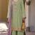 Sea green heavy chinon semi stitched suit with embroidery bits work