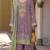 Lavender heavy chinon semi stitched suit with embroidery bits work