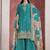Teal blue embroidered chinon sharara-full stitched free size