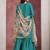 Teal blue embroidered chinon sharara-full stitched free size