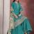 Teal blue embroidered chinon sharara-full stitched free size