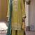 Green heavy chinon semi stitched suit with embroidery bits work