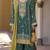 Teal green heavy chinon semi stitched suit with embroidery bits work