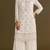 White heavy chinon semi stitched suit with embroidery bits work
