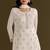 White heavy chinon semi stitched suit with embroidery bits work
