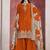Orange  embroidered chinon sharara-full stitched free size