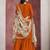 Orange  embroidered chinon sharara-full stitched free size