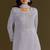 Lavender heavy chinon semi stitched suit with embroidery bits work