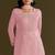 Baby pink heavy chinon semi stitched suit with embroidery bits work