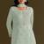 Sea green heavy chinon semi stitched suit with embroidery bits work