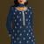 Navy blue heavy chinon semi stitched suit with embroidery bits work