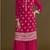 Red heavy chinon semi stitched suit with embroidery bits work