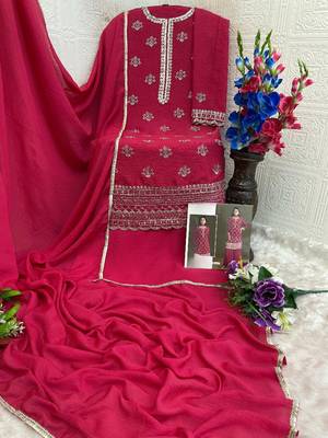 Red heavy chinon suit with embroidery bits  3