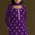 Violet heavy chinon semi stitched suit with embroidery bits work